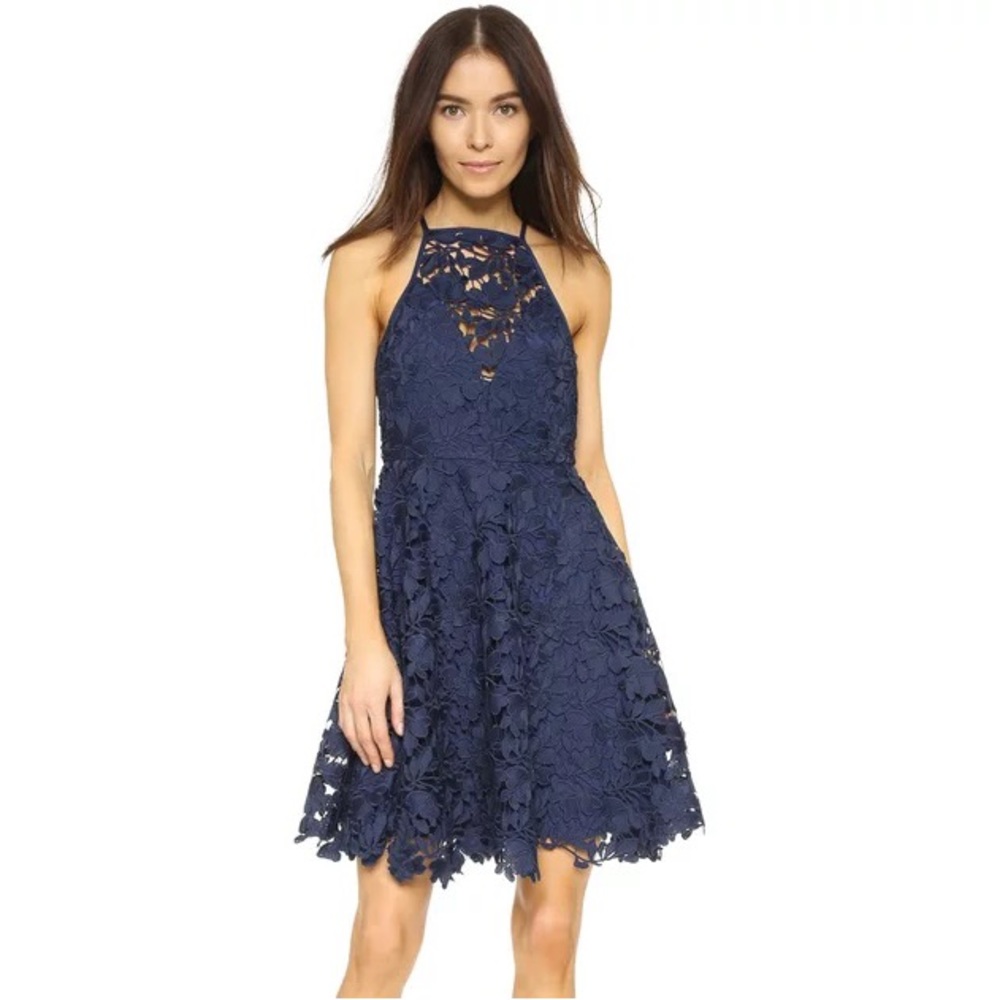 KEEPSAKE Navy Blue Lace Dress